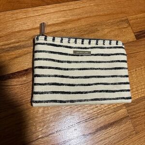 Chic Black and Cream Striped Pouch